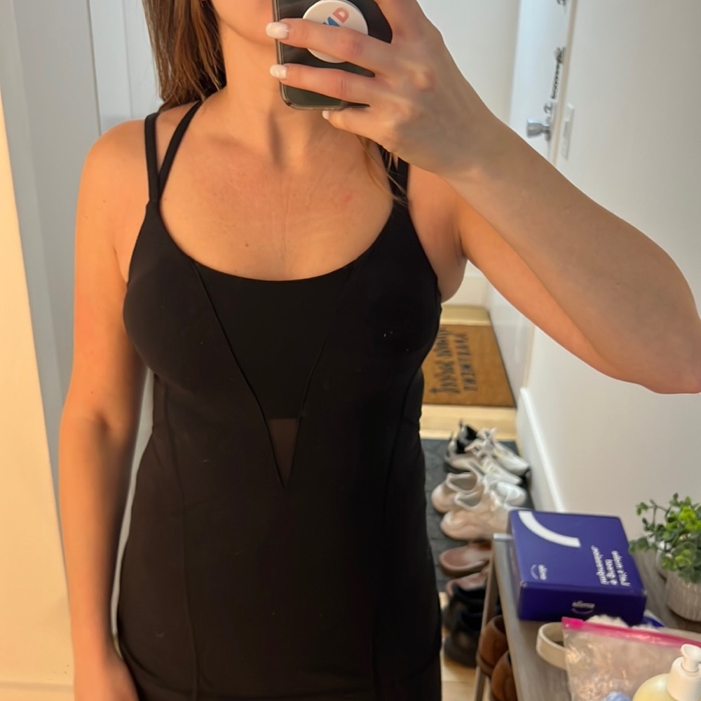 Lululemon black tank with sheer insert